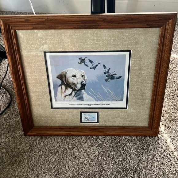 Vintage 1986 national waterfowl conservation stamp framed print by Phillip Crowe